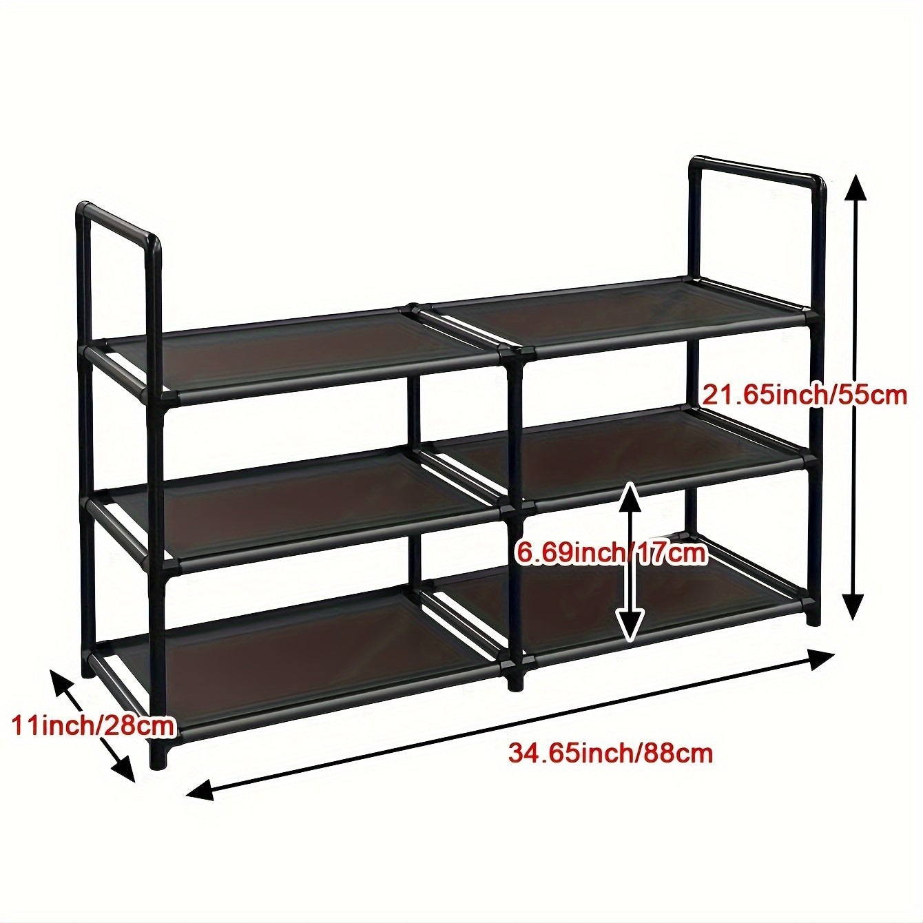 1pc 3-Tier Shoe Rack, 12-15 Pairs Sturdy Shoe Rack, Stackable Shoe Rack, Expandable Adjustable Cloth Shoe Rack Storage Organizer, Sturdy Metal Shoe Rack Organizer Garage Storage