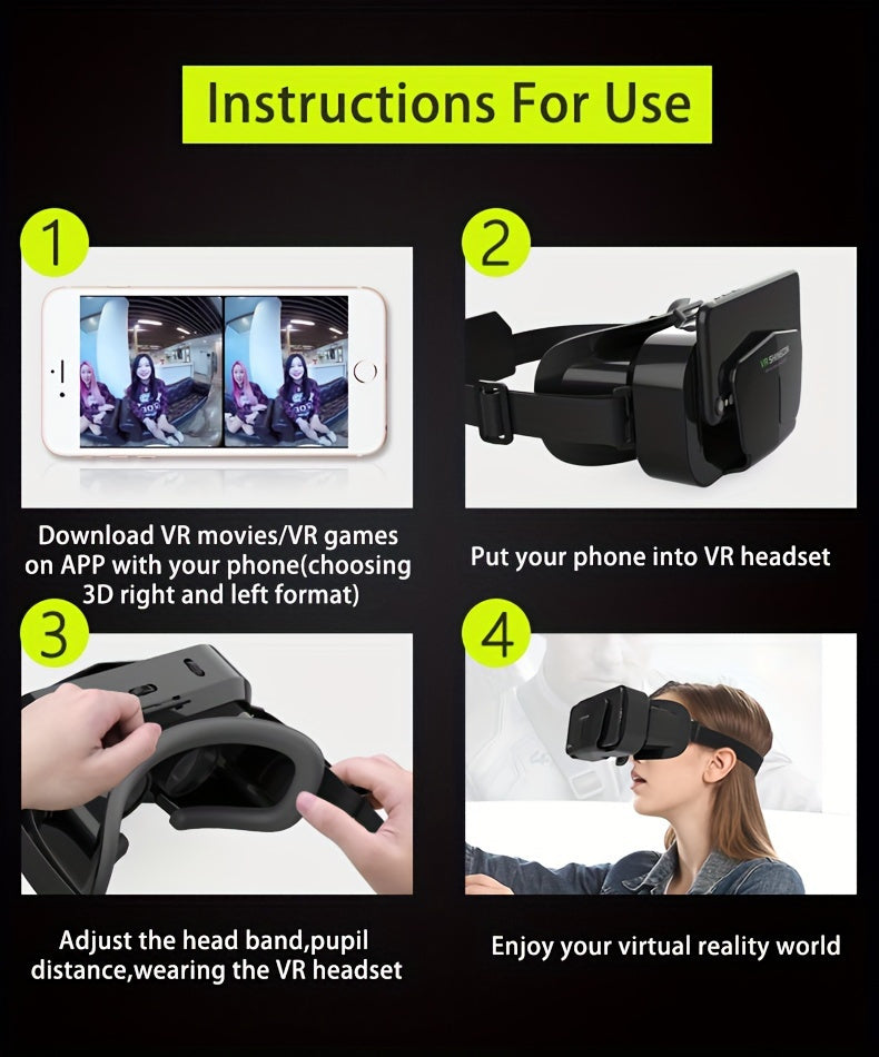 1pc Immersive 3D VR Gaming Glasses - Virtual Reality Headset for Mobile Phone with 3D Display and Advanced Gaming Experience - USB Gadget for Gamers