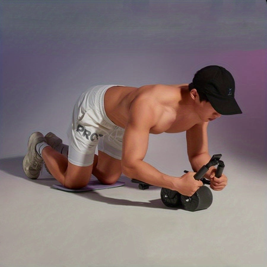 1pc Automatic Rebound Abdominal Roller With Elbow Pads - For Fitness, Abdominal Muscle Exercise, Core Strength Training - Suitable for Men & Women - Perfect Gift for Gym Enthusiasts & Fitness Lovers