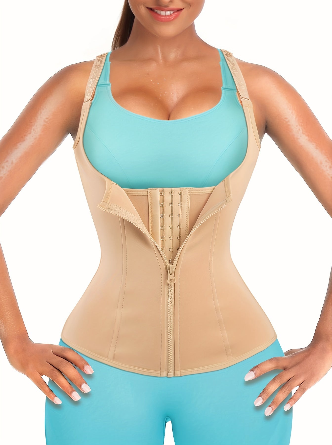 Women's Waist Trainer Corset Body Shaper With Adjustable Shoulder Straps, Waist Tightening Casual Sports Tank Top, Women's Activewear