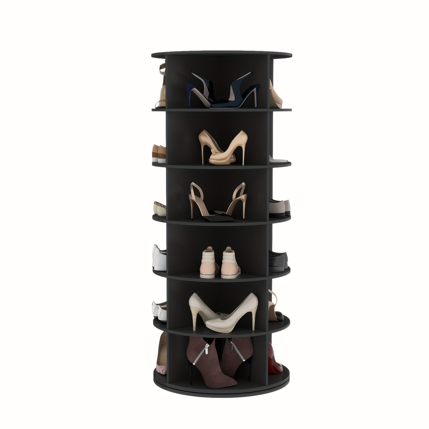 6-Tier Rotating Shoe Rack, 360° Spinning Shoe Organizer, Free-Standing Entryway Storage Tower for Shoes