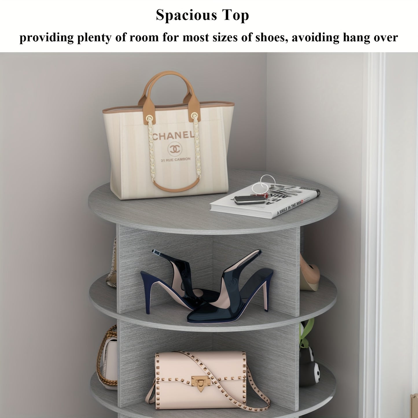 6-Tier Rotating Shoe Rack, 360° Spinning Shoe Organizer, Free-Standing Entryway Storage Tower for Shoes