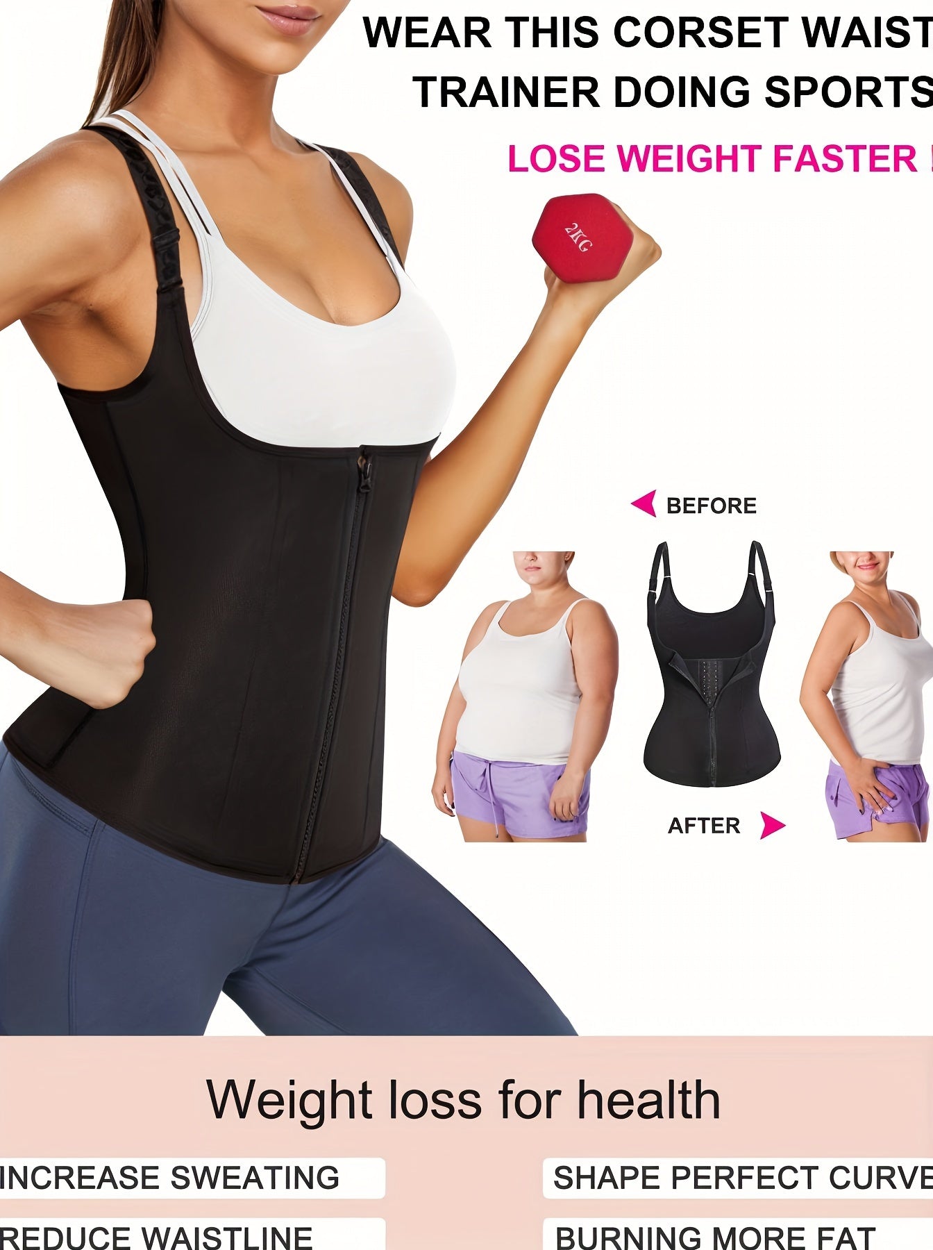 Women's Waist Trainer Corset Body Shaper With Adjustable Shoulder Straps, Waist Tightening Casual Sports Tank Top, Women's Activewear
