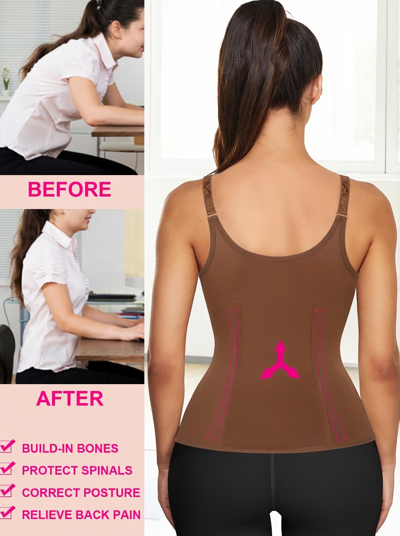 Women's Waist Trainer Corset Body Shaper With Adjustable Shoulder Straps, Waist Tightening Casual Sports Tank Top, Women's Activewear