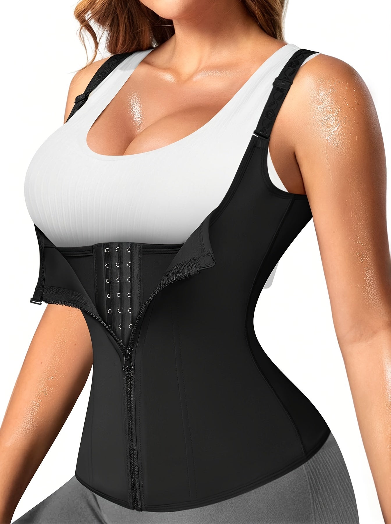 Women's Waist Trainer Corset Body Shaper With Adjustable Shoulder Straps, Waist Tightening Casual Sports Tank Top, Women's Activewear