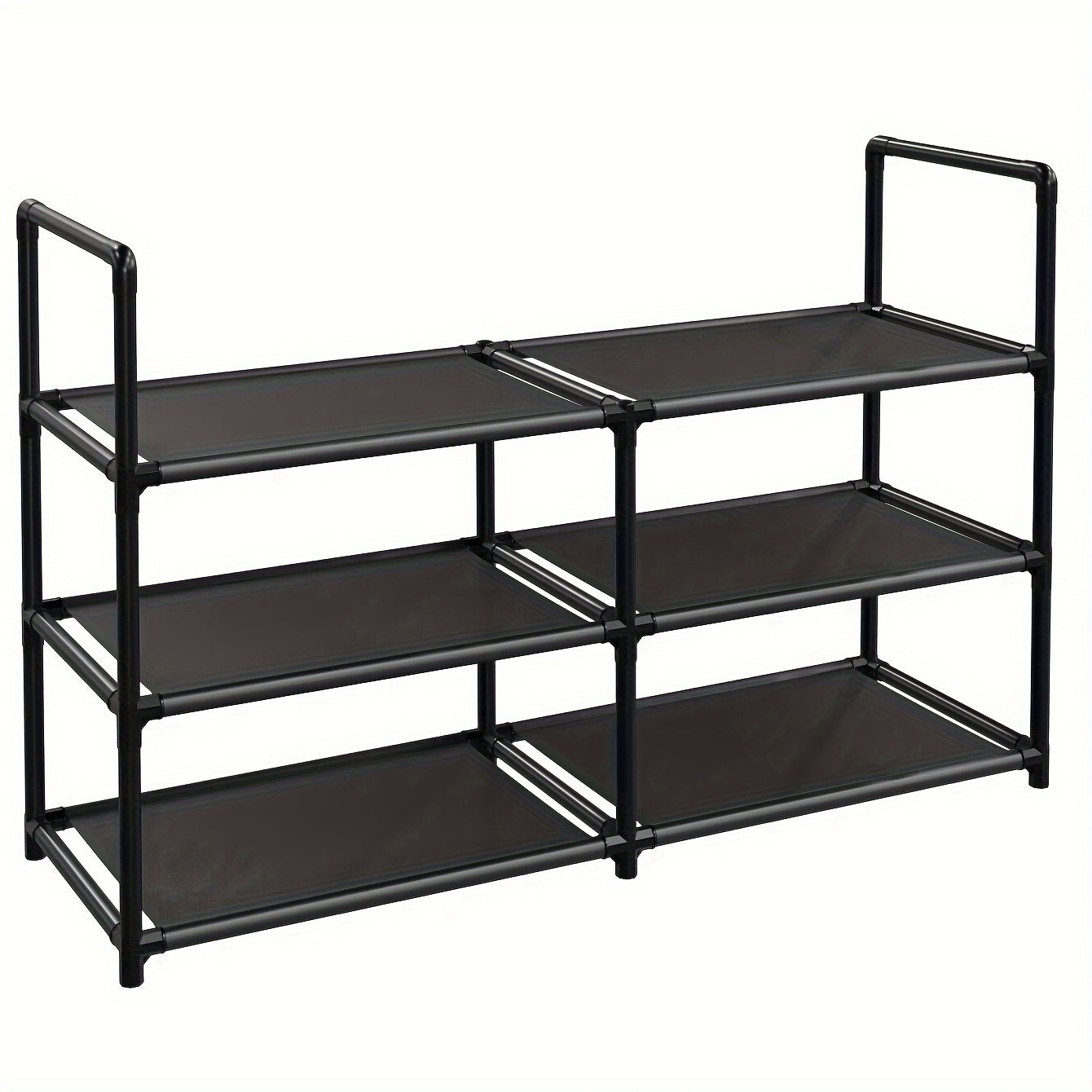1pc 3-Tier Shoe Rack, 12-15 Pairs Sturdy Shoe Rack, Stackable Shoe Rack, Expandable Adjustable Cloth Shoe Rack Storage Organizer, Sturdy Metal Shoe Rack Organizer Garage Storage