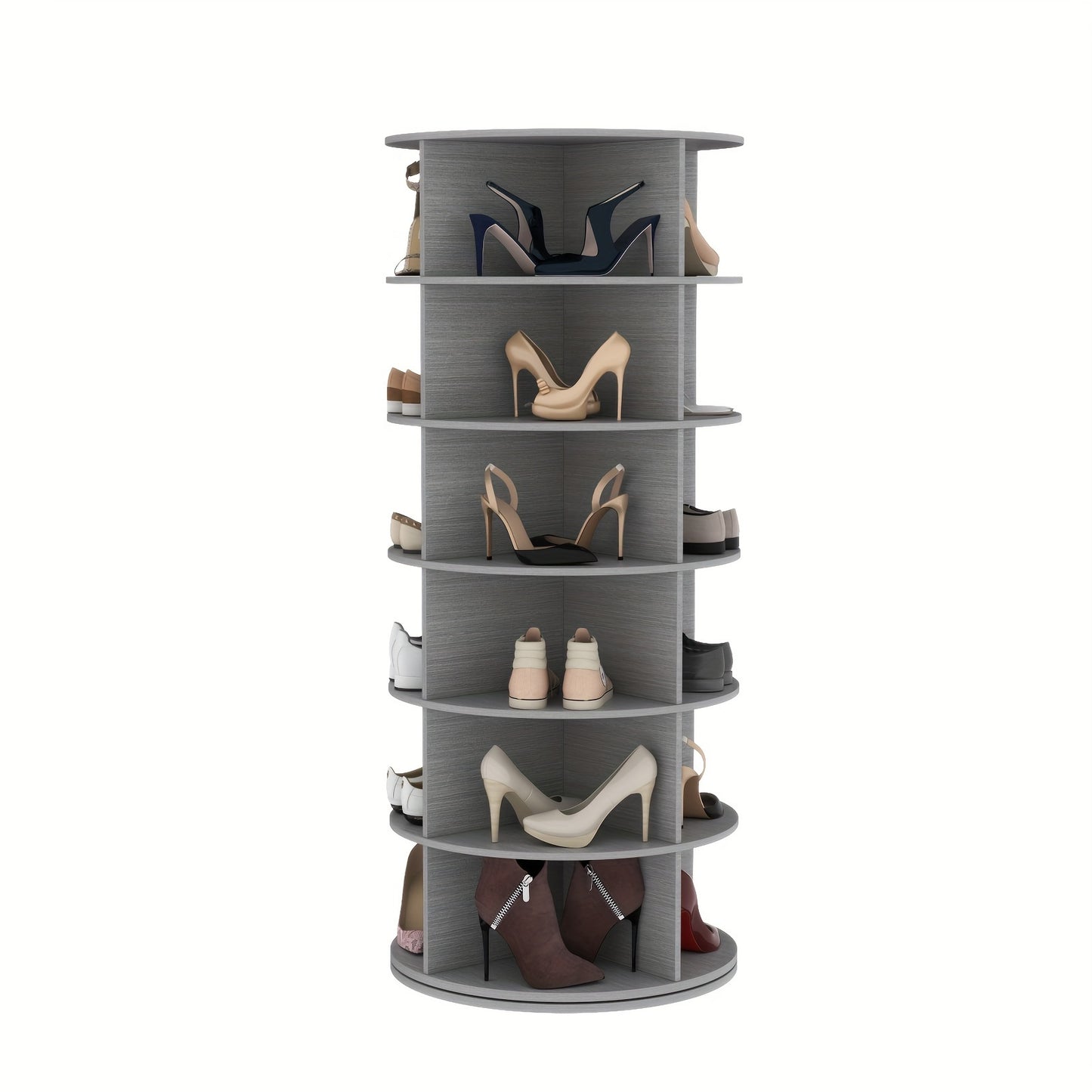 6-Tier Rotating Shoe Rack, 360° Spinning Shoe Organizer, Free-Standing Entryway Storage Tower for Shoes