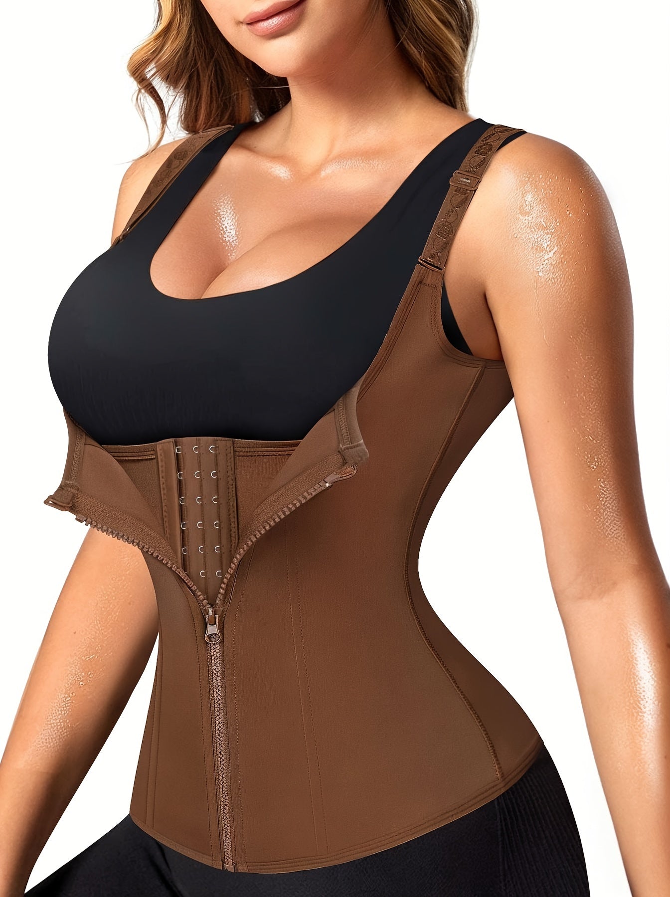 Women's Waist Trainer Corset Body Shaper With Adjustable Shoulder Straps, Waist Tightening Casual Sports Tank Top, Women's Activewear