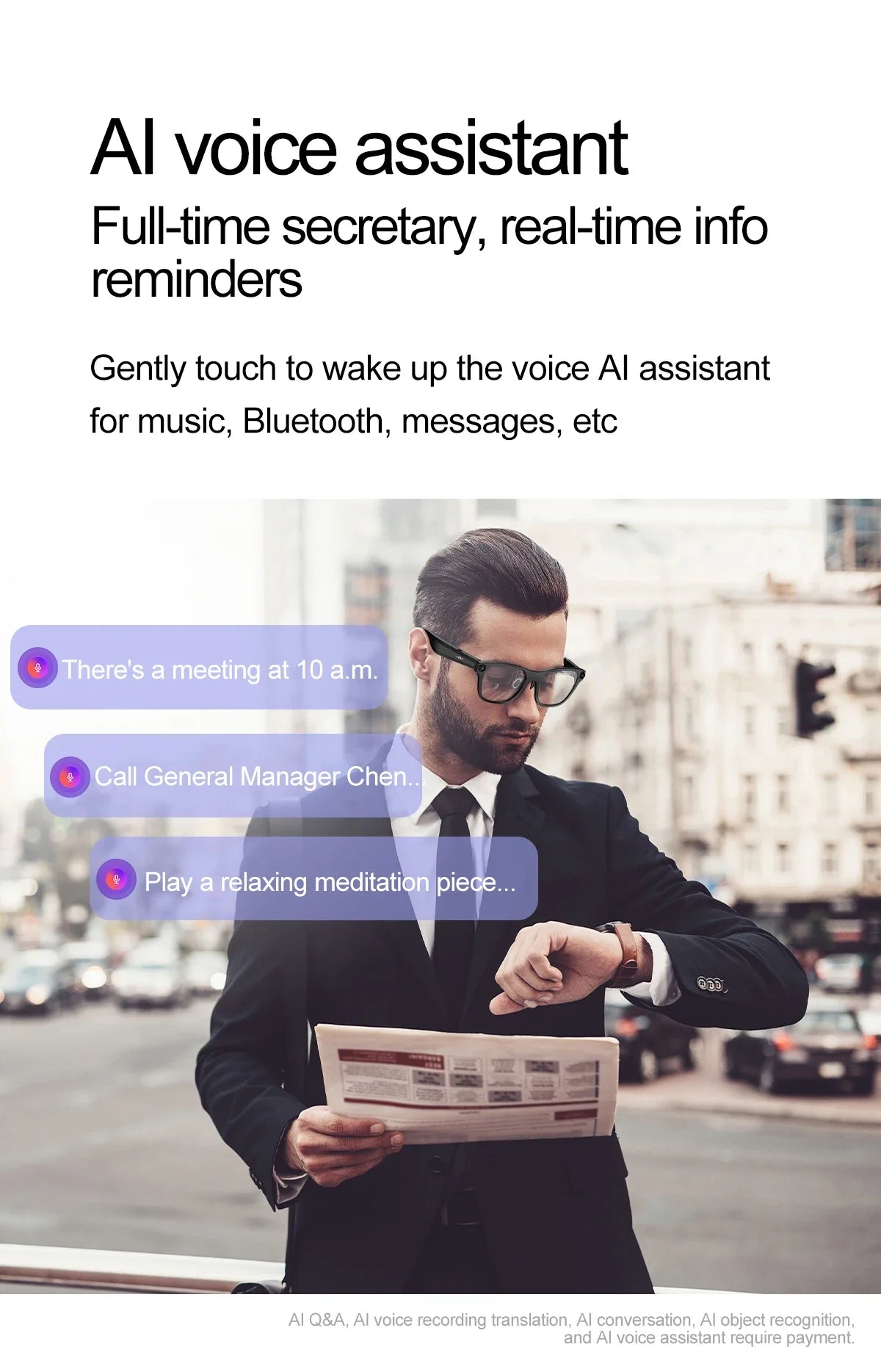 "LIMITED BUY NOW"
New S336 AI Smart Glasses Built-in AI 20MP Camera 1080P Video Shoot Bluetooth Call Music Audio Translation Intelligent Glasses