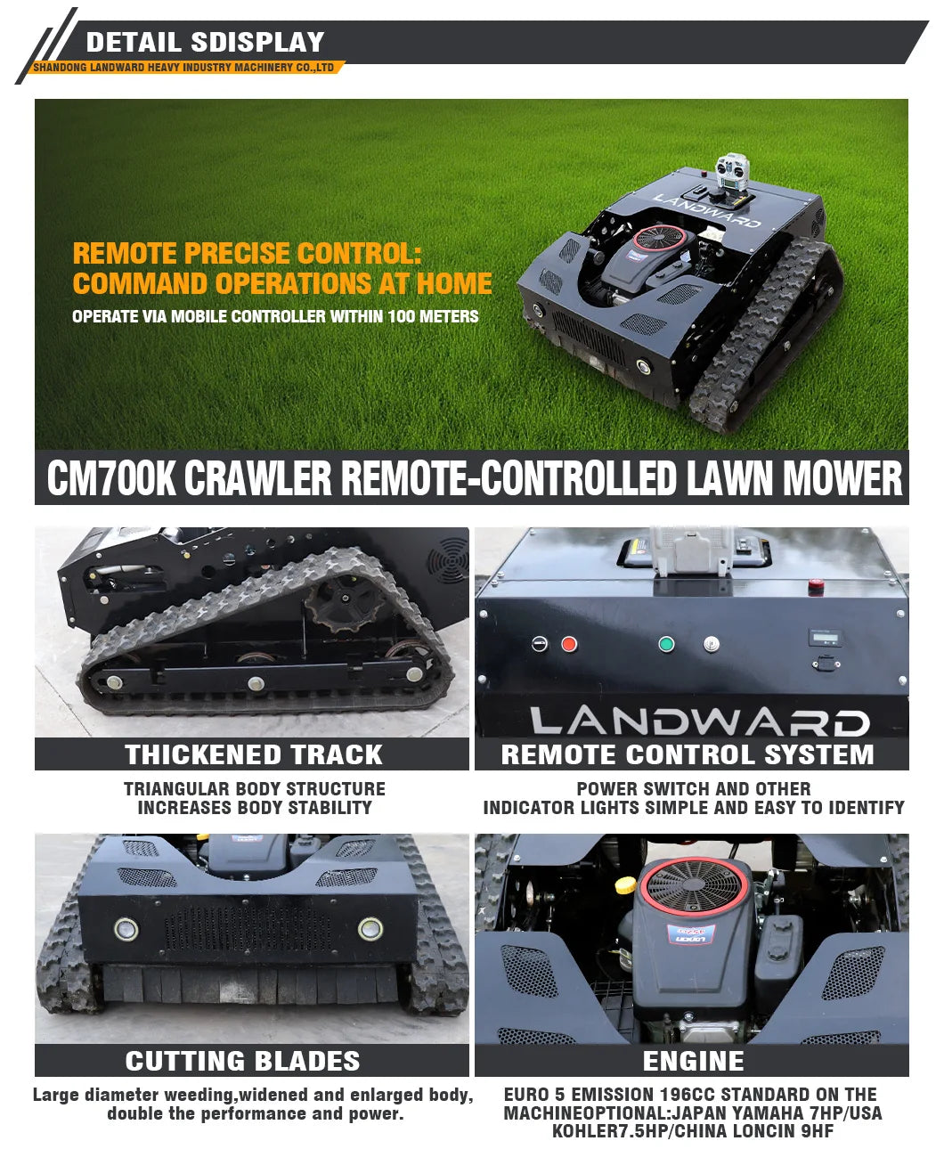 Crawler Lawn Mower Agricultural Weeding Robot Home Garden Wireless Remote Control Lawn Mower Customized Sale