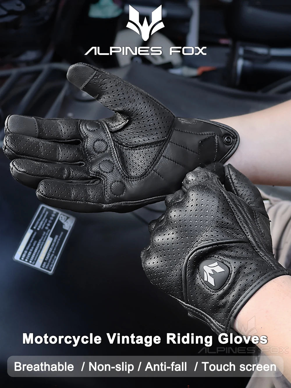 BUY
Summer New Vintage Leather Motorcycle Gloves Men Black Wear-resistant Guantes Touchscreen Anti-slip Retro Motobiker Luvas