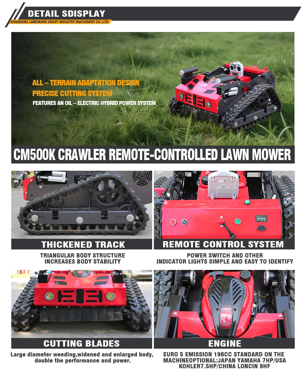 Crawler Lawn Mower Agricultural Weeding Robot Home Garden Wireless Remote Control Lawn Mower Customized Sale