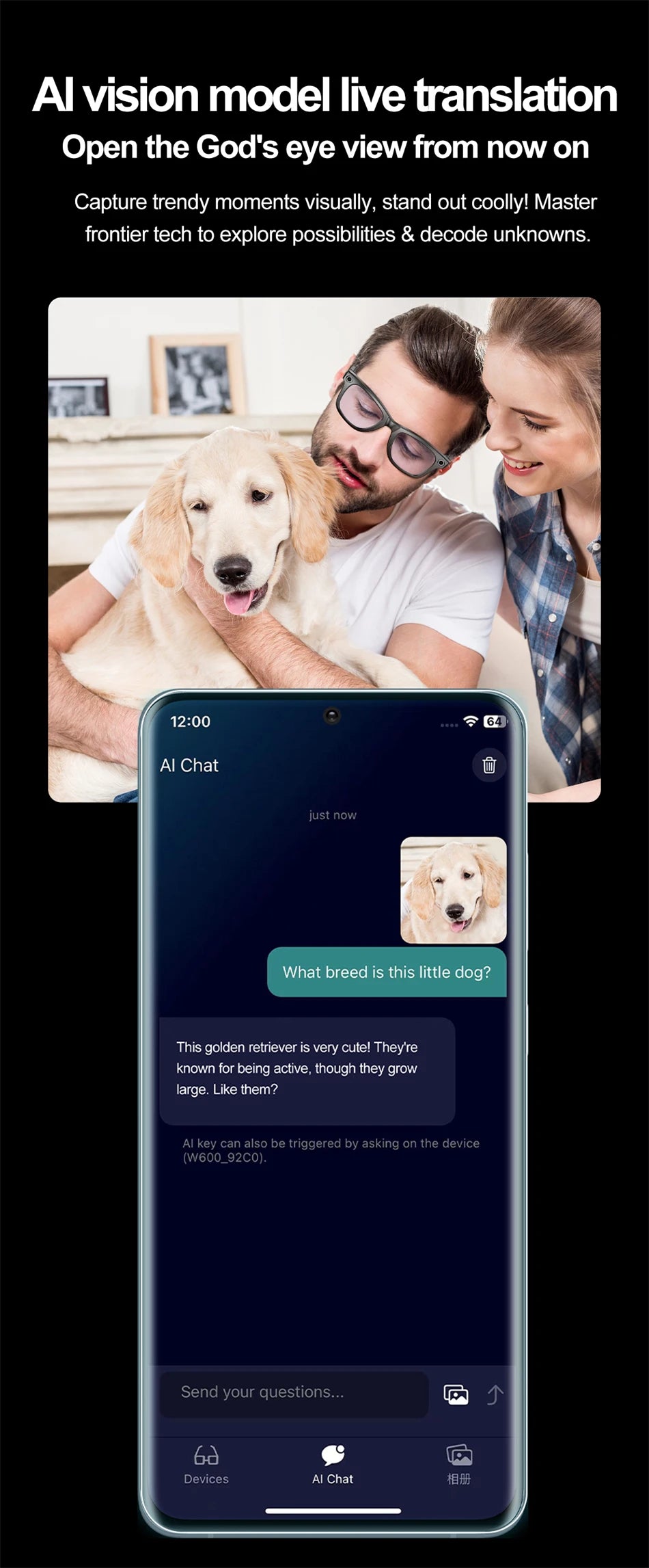 "BUY"
AI Smart Glasses with HD Camera for Photos Videos Hands-Free Vlog Recording Camera Glasses Audio for Driving Outdoor Sunglasses