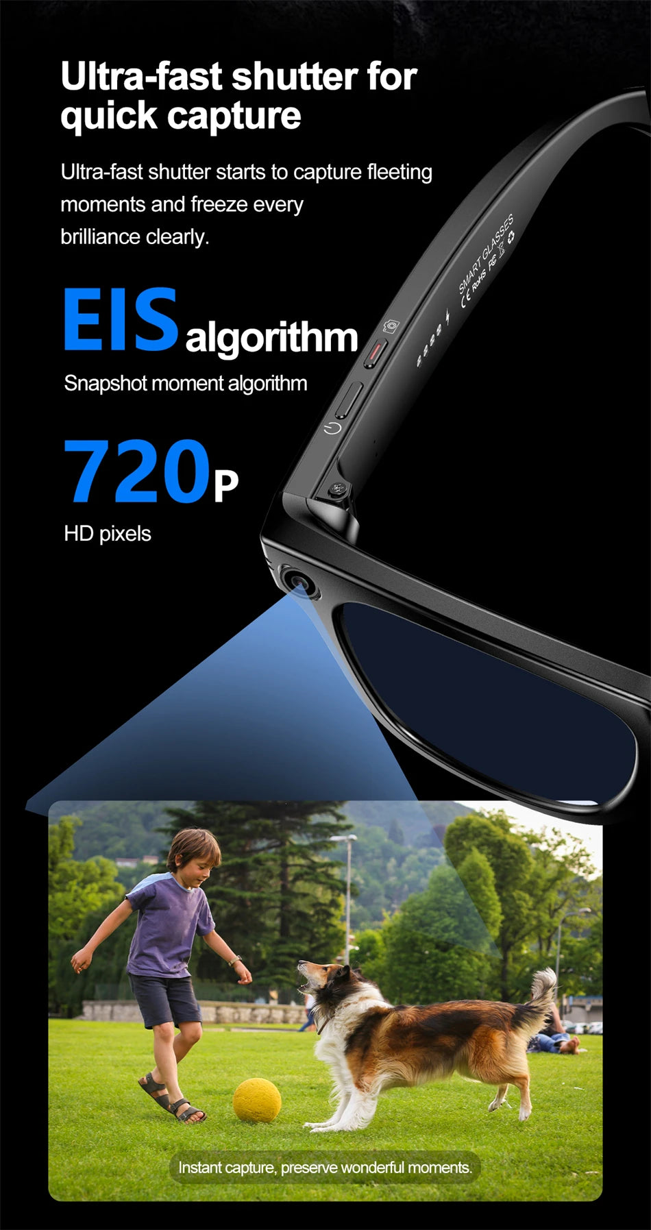 "BUY"
AI Smart Glasses with HD Camera for Photos Videos Hands-Free Vlog Recording Camera Glasses Audio for Driving Outdoor Sunglasses