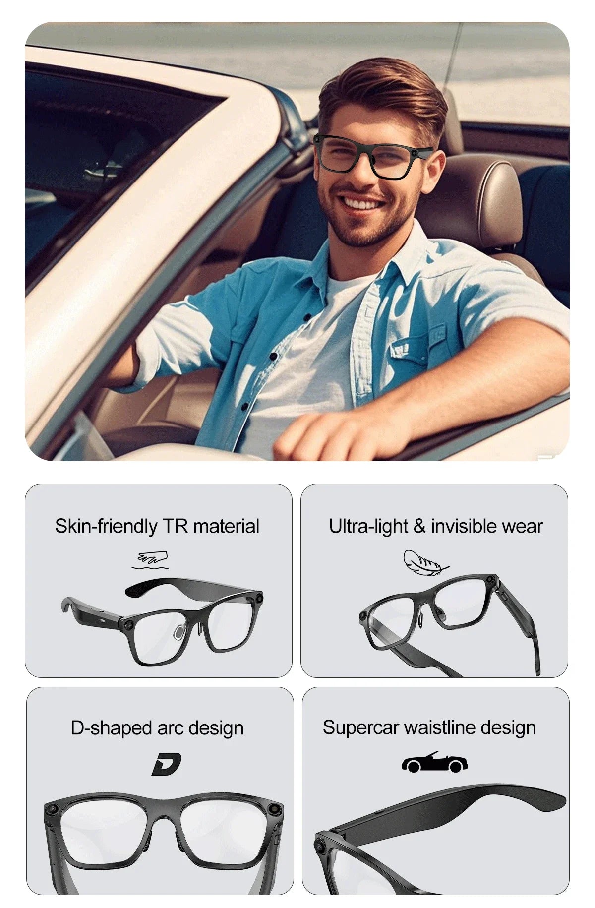 "LIMITED BUY NOW"
New S336 AI Smart Glasses Built-in AI 20MP Camera 1080P Video Shoot Bluetooth Call Music Audio Translation Intelligent Glasses