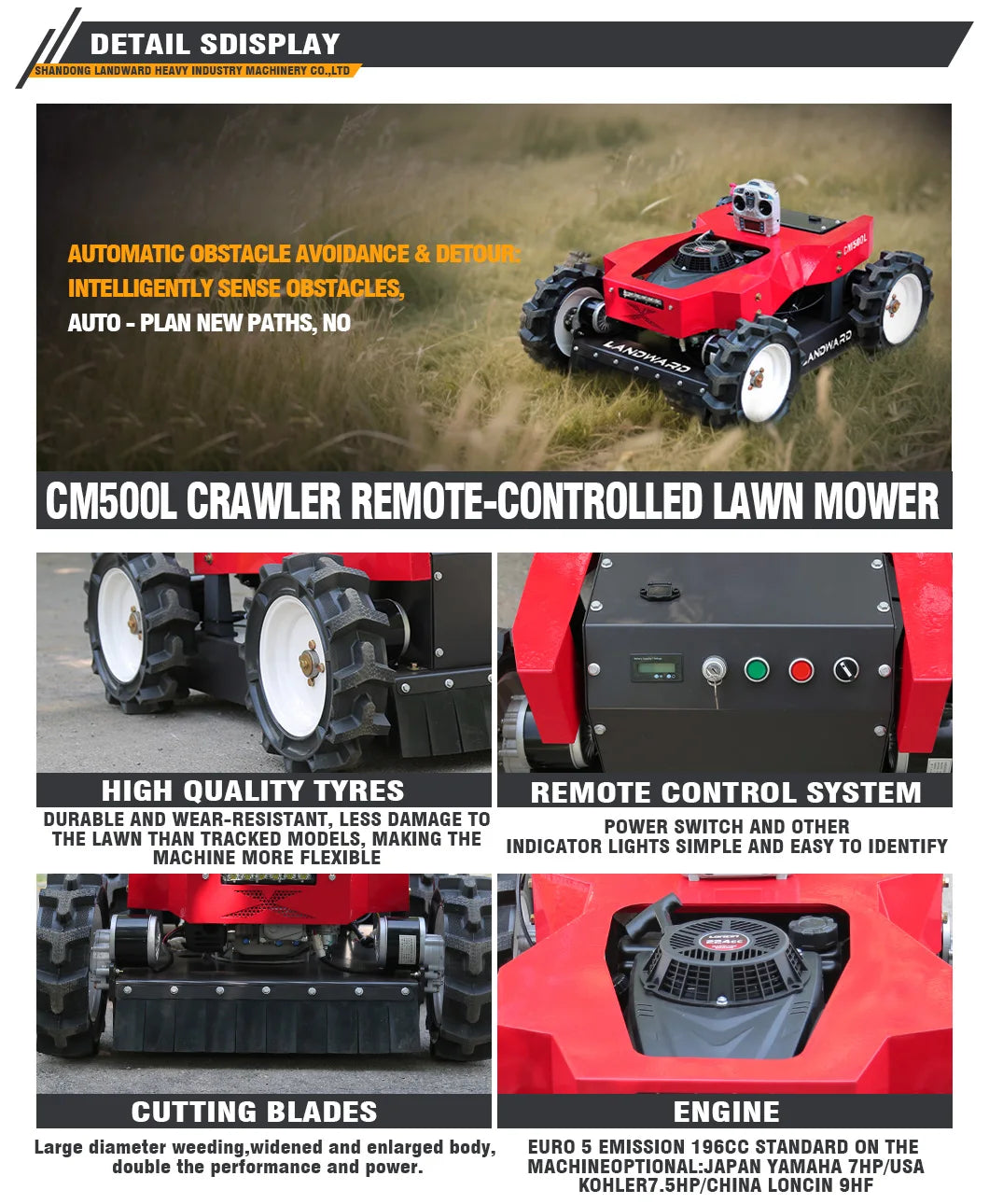 Crawler Lawn Mower Agricultural Weeding Robot Home Garden Wireless Remote Control Lawn Mower Customized Sale
