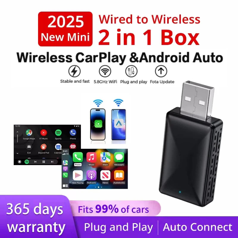 BUY
NEW Wireless CarPlay Android Auto Wireless Adapter Smart Mini Box Plug And Play WiFi Fast Connect Universal