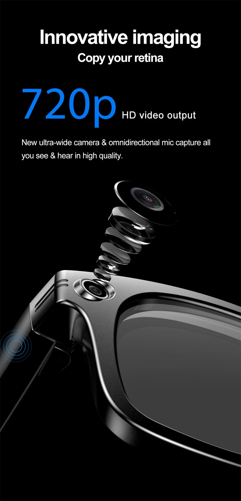 "BUY"
AI Smart Glasses with HD Camera for Photos Videos Hands-Free Vlog Recording Camera Glasses Audio for Driving Outdoor Sunglasses