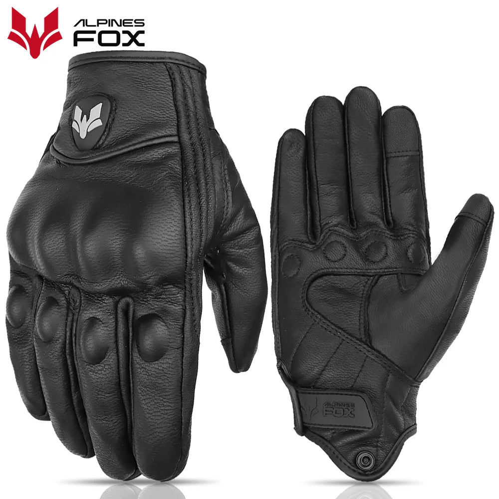 BUY
Summer New Vintage Leather Motorcycle Gloves Men Black Wear-resistant Guantes Touchscreen Anti-slip Retro Motobiker Luvas