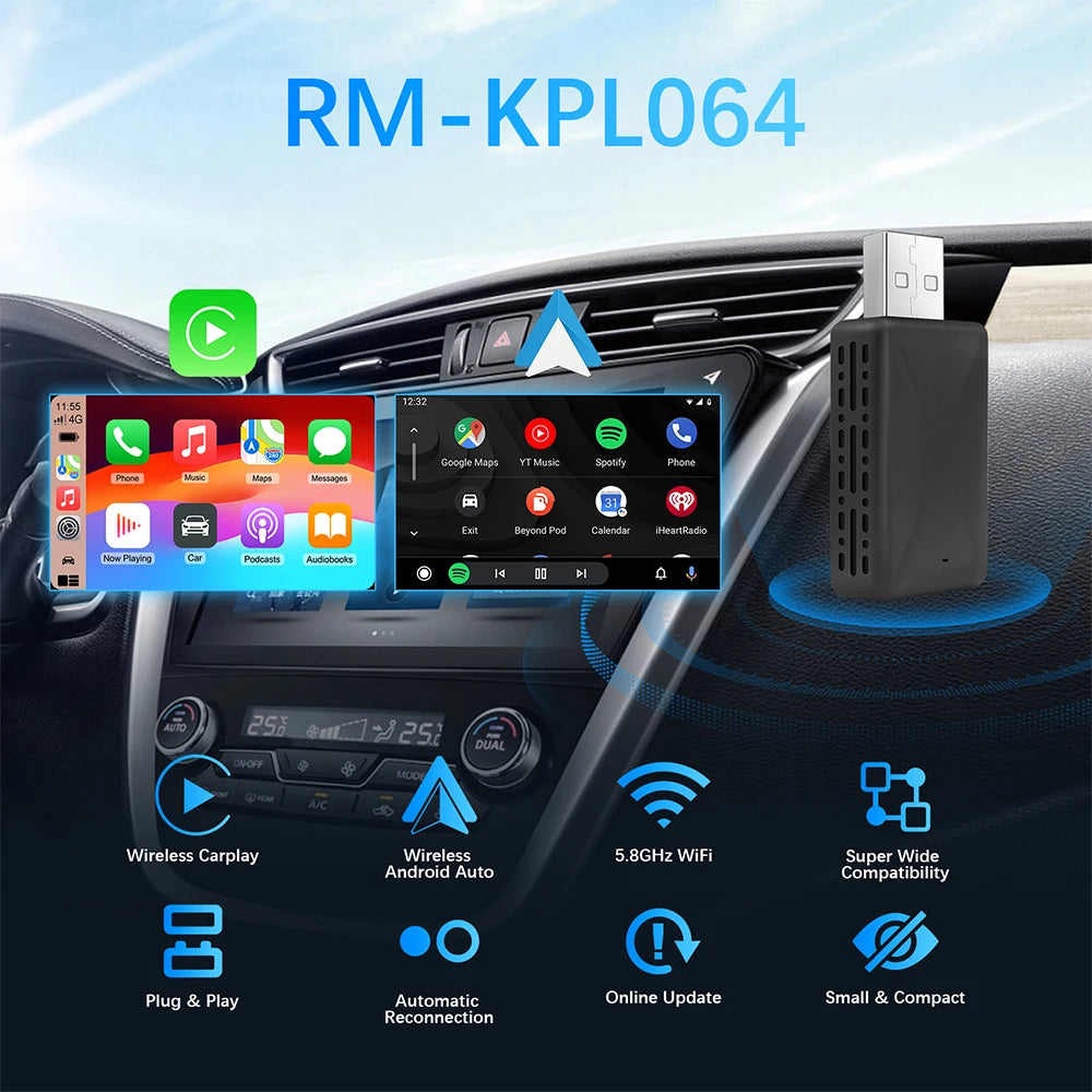BUY
NEW Wireless CarPlay Android Auto Wireless Adapter Smart Mini Box Plug And Play WiFi Fast Connect Universal