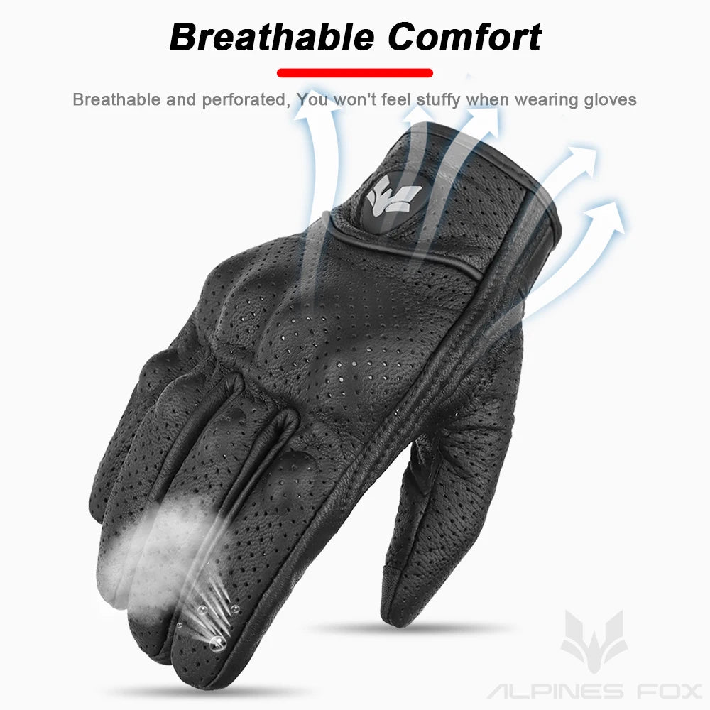 BUY
Summer New Vintage Leather Motorcycle Gloves Men Black Wear-resistant Guantes Touchscreen Anti-slip Retro Motobiker Luvas