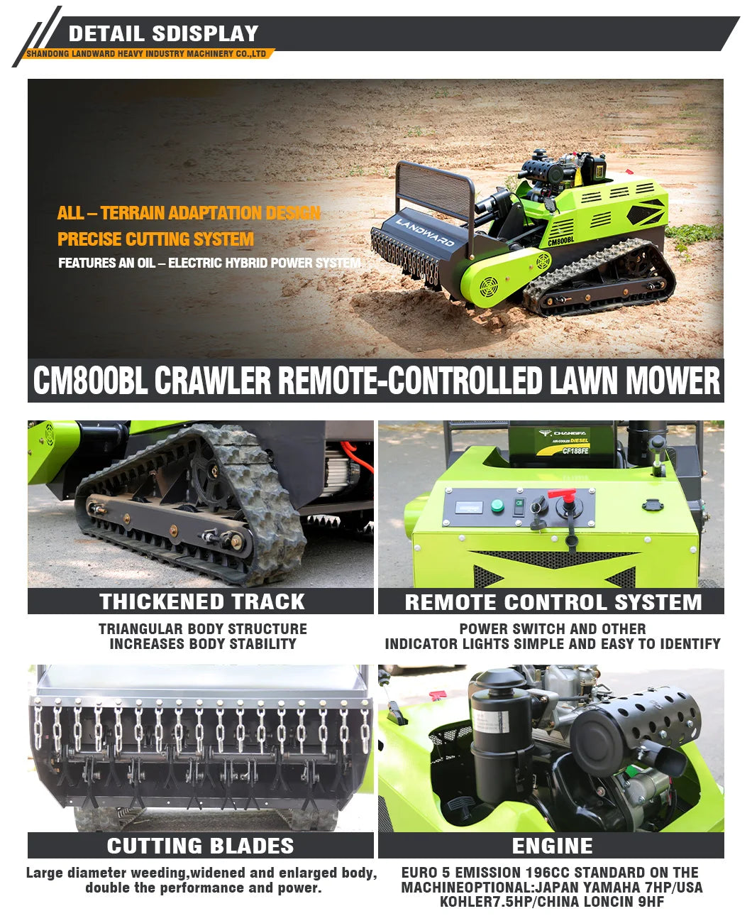 Crawler Lawn Mower Agricultural Weeding Robot Home Garden Wireless Remote Control Lawn Mower Customized Sale