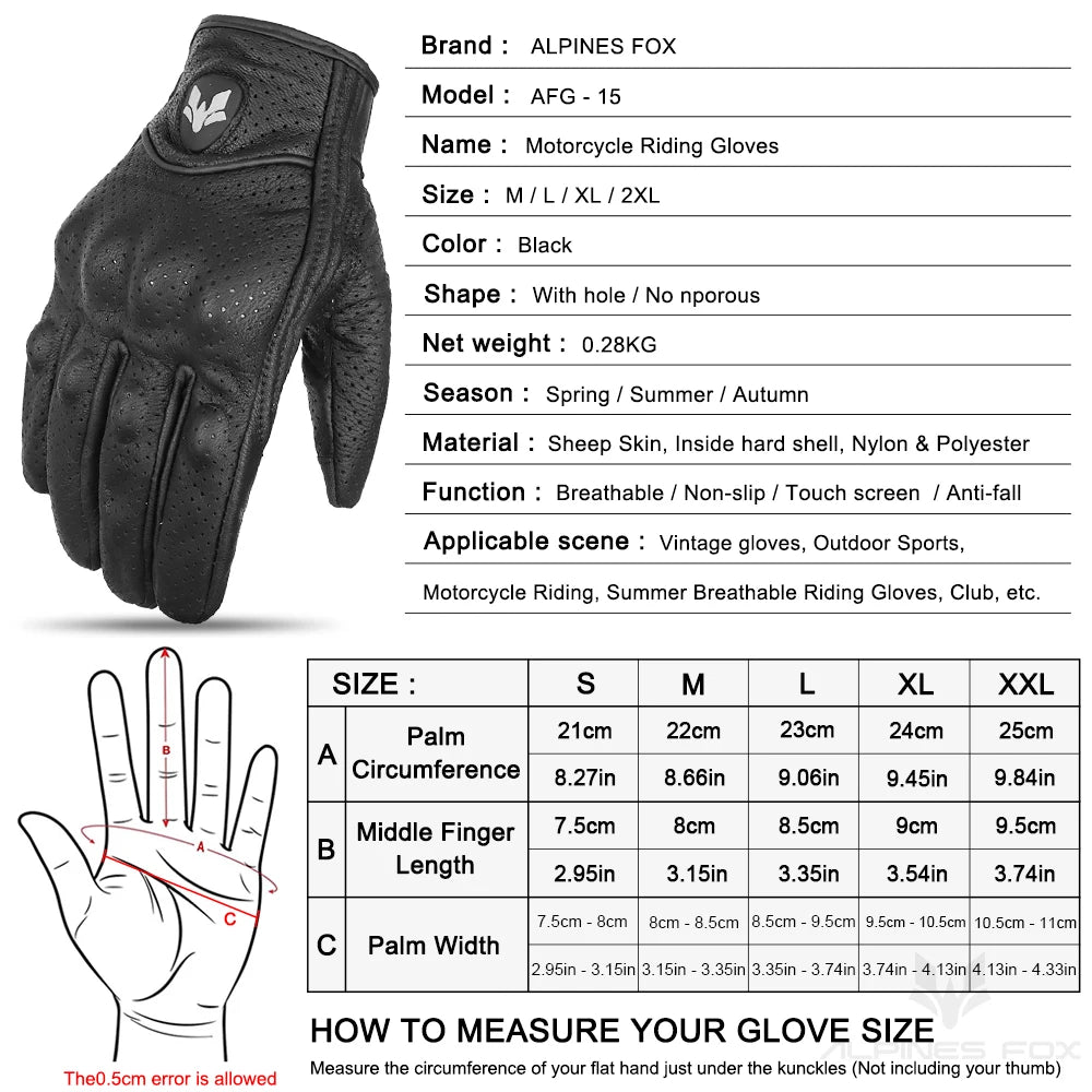 BUY
Summer New Vintage Leather Motorcycle Gloves Men Black Wear-resistant Guantes Touchscreen Anti-slip Retro Motobiker Luvas