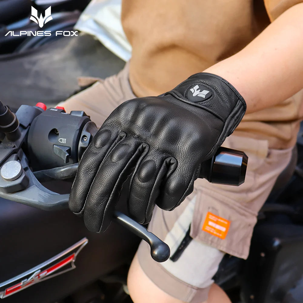 BUY
Summer New Vintage Leather Motorcycle Gloves Men Black Wear-resistant Guantes Touchscreen Anti-slip Retro Motobiker Luvas