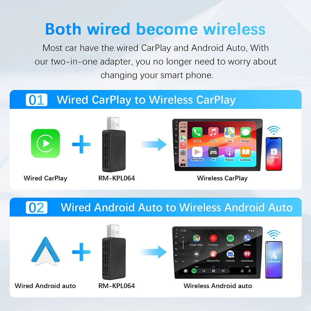 BUY
NEW Wireless CarPlay Android Auto Wireless Adapter Smart Mini Box Plug And Play WiFi Fast Connect Universal