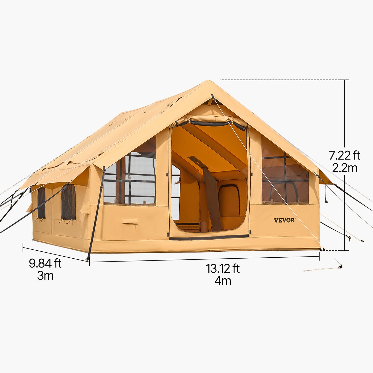 VEVOR Inflatable Tent 4*3.1m / 4.8*3.6m for Camping 5-8 Person / 12-16 Person Glamping Tent with Pump Easy Set up