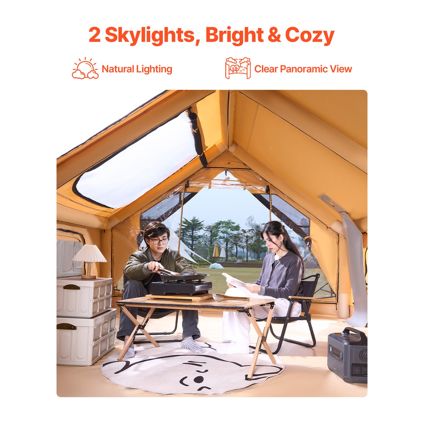 VEVOR Inflatable Tent 4*3.1m / 4.8*3.6m for Camping 5-8 Person / 12-16 Person Glamping Tent with Pump Easy Set up