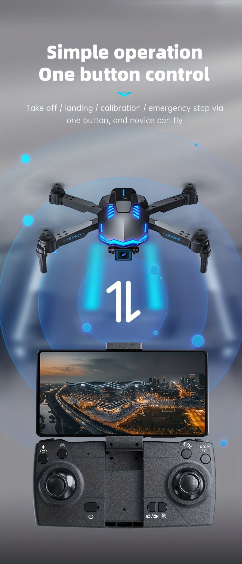 XKRC X6 Foldable Drone with Camera, Obstacle Avoidance, Gravity Mode, and More - Includes Carrying Bag