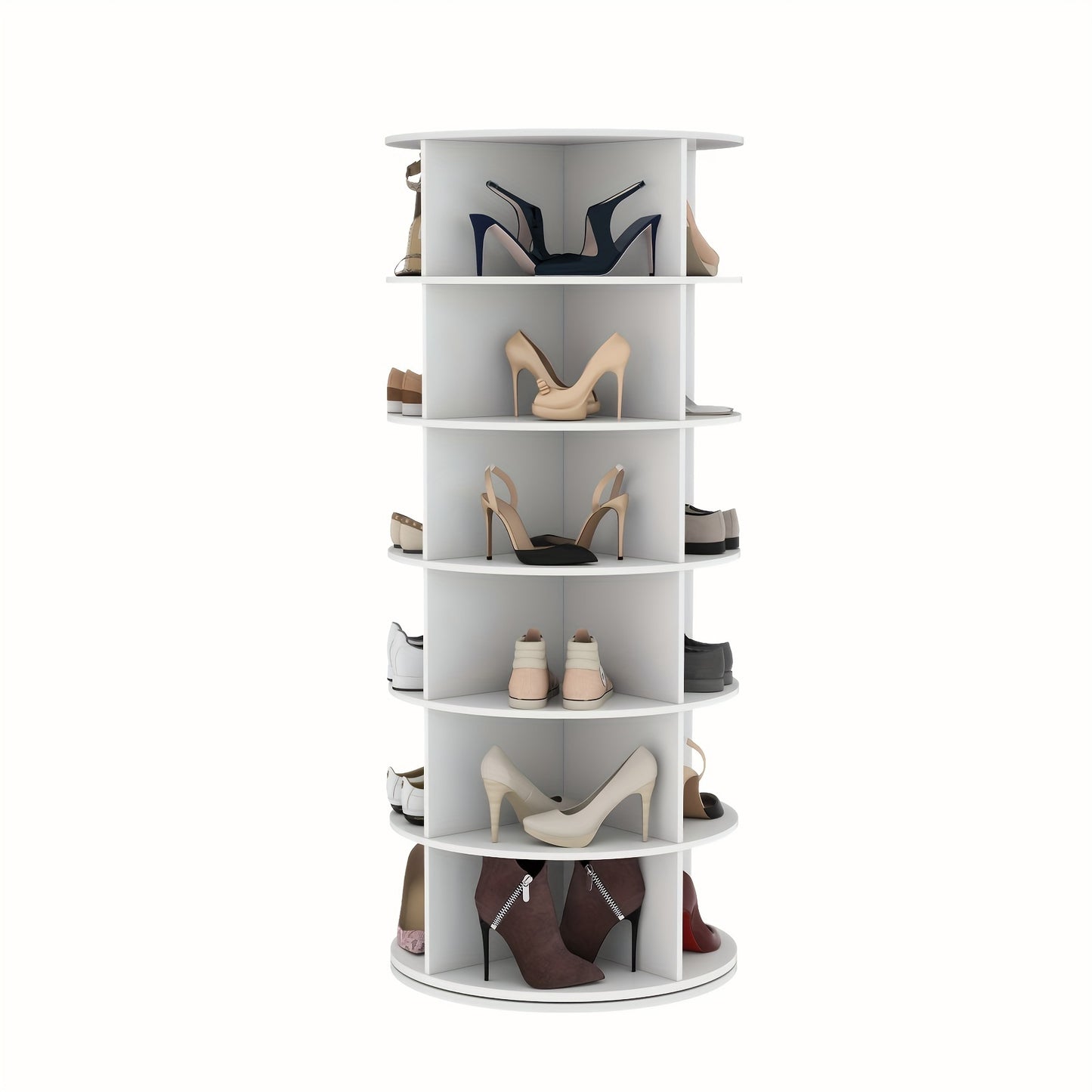 6-Tier Rotating Shoe Rack, 360° Spinning Shoe Organizer, Free-Standing Entryway Storage Tower for Shoes
