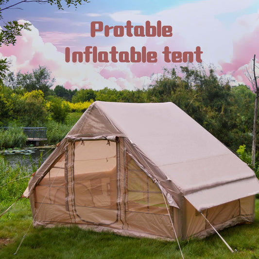 Inflatable Tent Easy Setup 4 Season Glamping Tent With High Performance Inflatable Structure 4-6 Persons Waterproof Windproof Outdoor Self-Supporting Blow Up Tent Air Tent Portable House Hiking Fishing Tiny Homes To Live In F