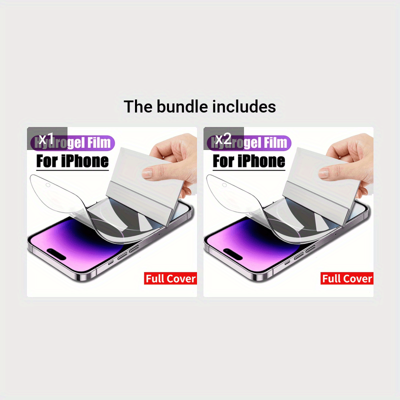 [3pcs] Clear HD Hydrogel Film Screen Protector for iPhone 7-15 Plus Pro Max - Full Coverage and Ultimate Protection