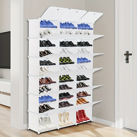 72-Pair Expandable Portable Shoe Rack Organizer - 12-Tier Tower Shelf Storage Cabinet Stand with 36 Grids for Heels and More - Space-Saving, Adjustable, and Sturdy Design for Home or Office Use