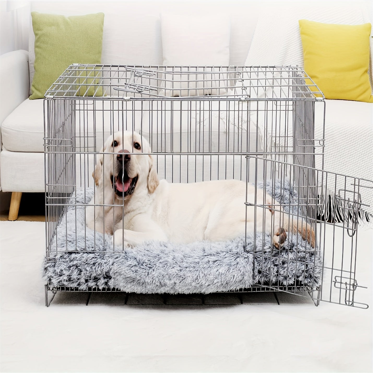 [Deluxe Plush Dog Crate Pad] Deluxe Plush Large Dog Bed Crate Pad - Washable Anti-Slip Pet Beds Mats for Medium Small Dogs Breeds - Fulffy Kennel Pad
