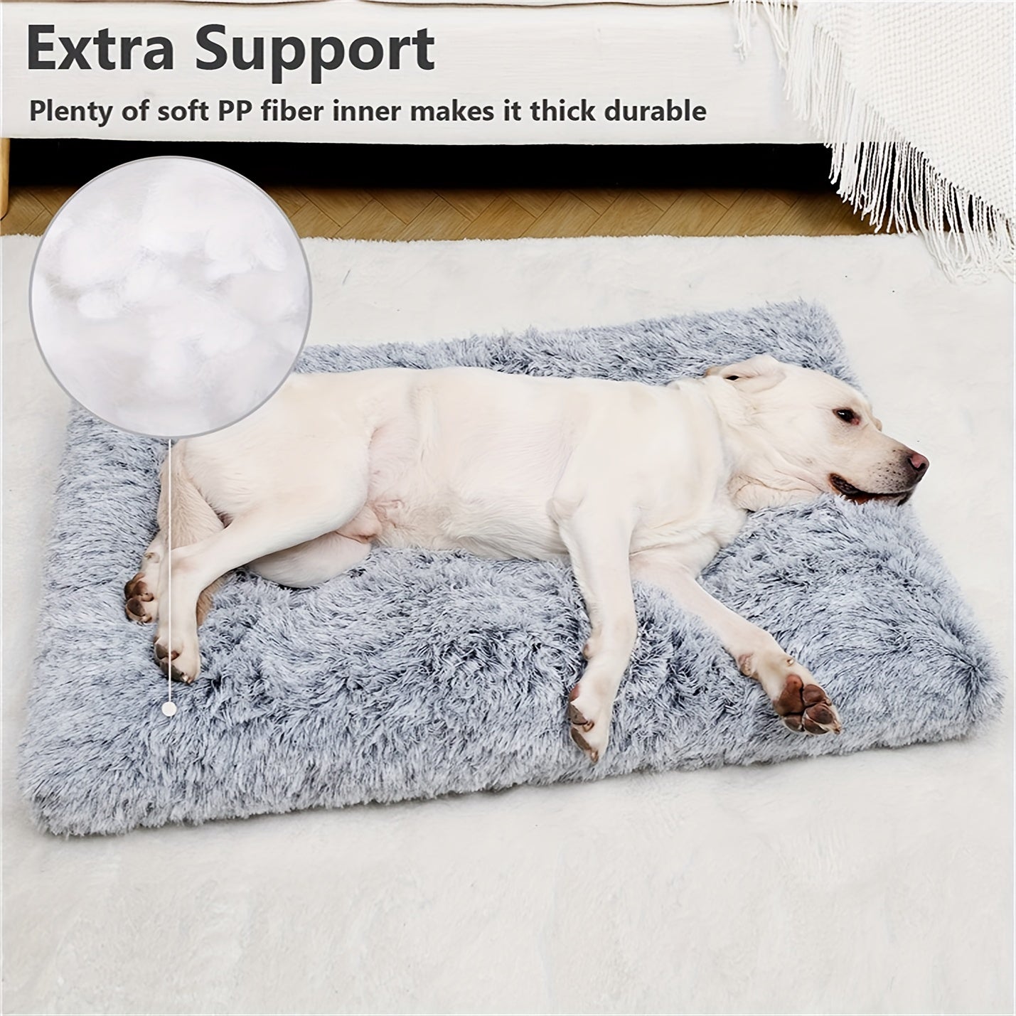 [Deluxe Plush Dog Crate Pad] Deluxe Plush Large Dog Bed Crate Pad - Washable Anti-Slip Pet Beds Mats for Medium Small Dogs Breeds - Fulffy Kennel Pad