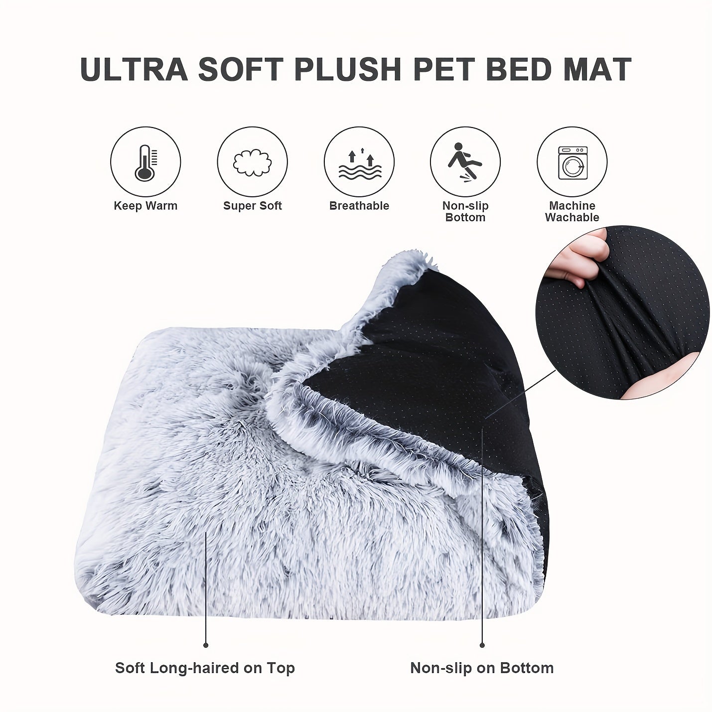 [Deluxe Plush Dog Crate Pad] Deluxe Plush Large Dog Bed Crate Pad - Washable Anti-Slip Pet Beds Mats for Medium Small Dogs Breeds - Fulffy Kennel Pad