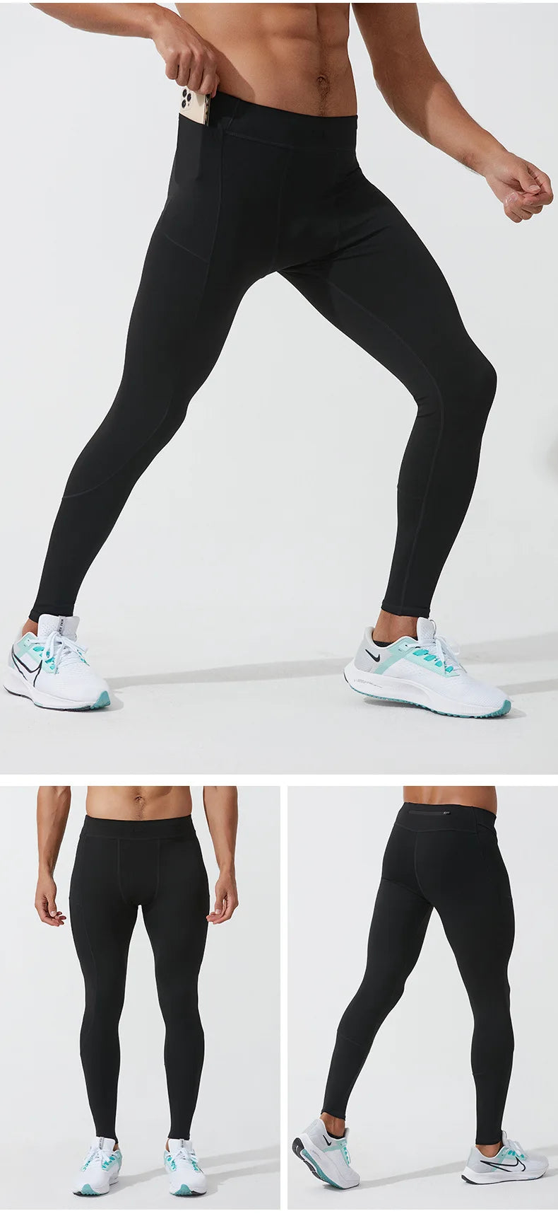BUY NOW
Mens Compression Pants Dry Fit Running Tights Men Gym Leggings with Phone Pocket Training Sport Pants Fitness Sport Leggings Men