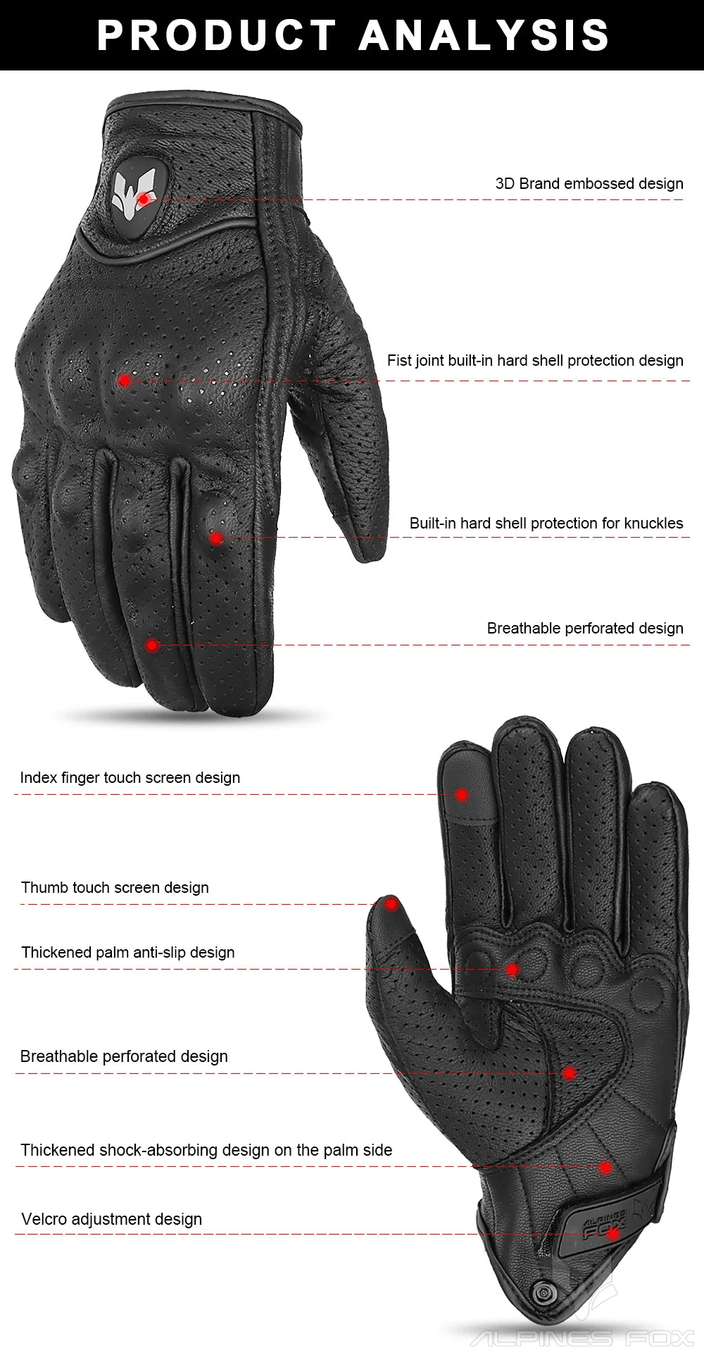 BUY
 Summer New Vintage Leather Motorcycle Gloves Men Black Wear-resistant Guantes Touchscreen Anti-slip Retro Motobiker Luvas