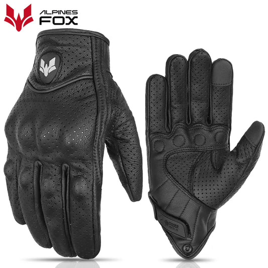BUY
 Summer New Vintage Leather Motorcycle Gloves Men Black Wear-resistant Guantes Touchscreen Anti-slip Retro Motobiker Luvas