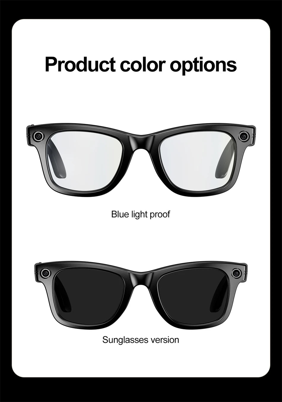 "BUY"
AI Smart Glasses with HD Camera for Photos Videos Hands-Free Vlog Recording Camera Glasses Audio for Driving Outdoor Sunglasses