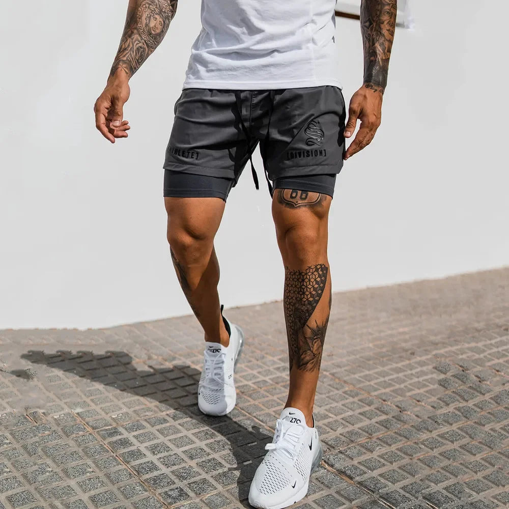 BUY
NEW 2 IN 1 Sport Running Casual Breathable Shorts Men Double-deck Jogging Quick Dry GYM Shorts Fitness Workout Men Shorts