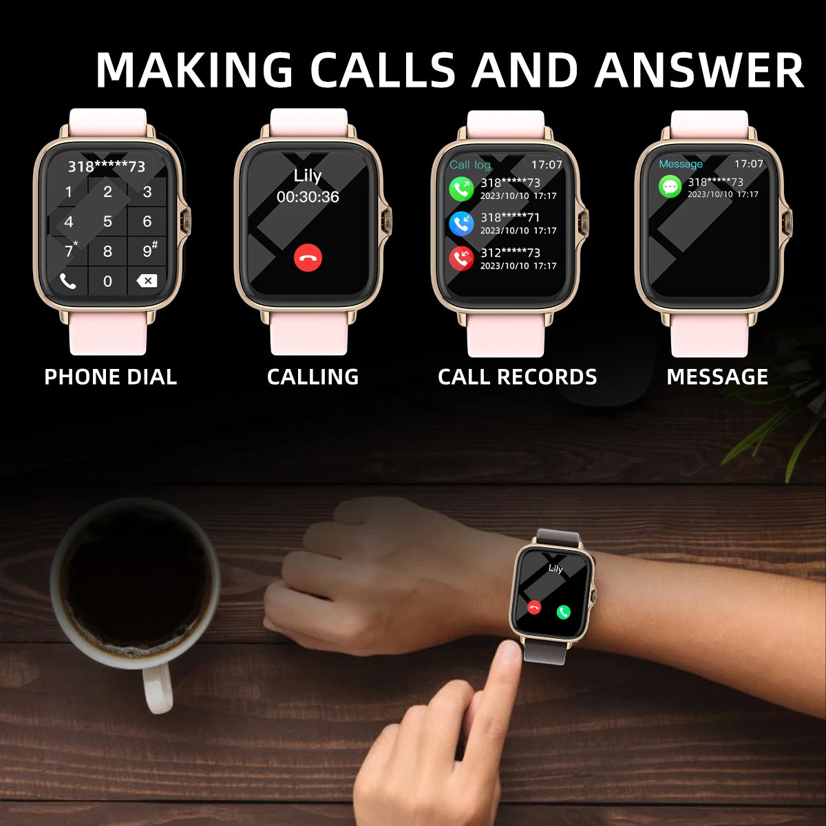 1.83'' Waterproof Smart Watch with Message Answer Call Sleep Monitoring Sports Information Alerts For iPhone Android