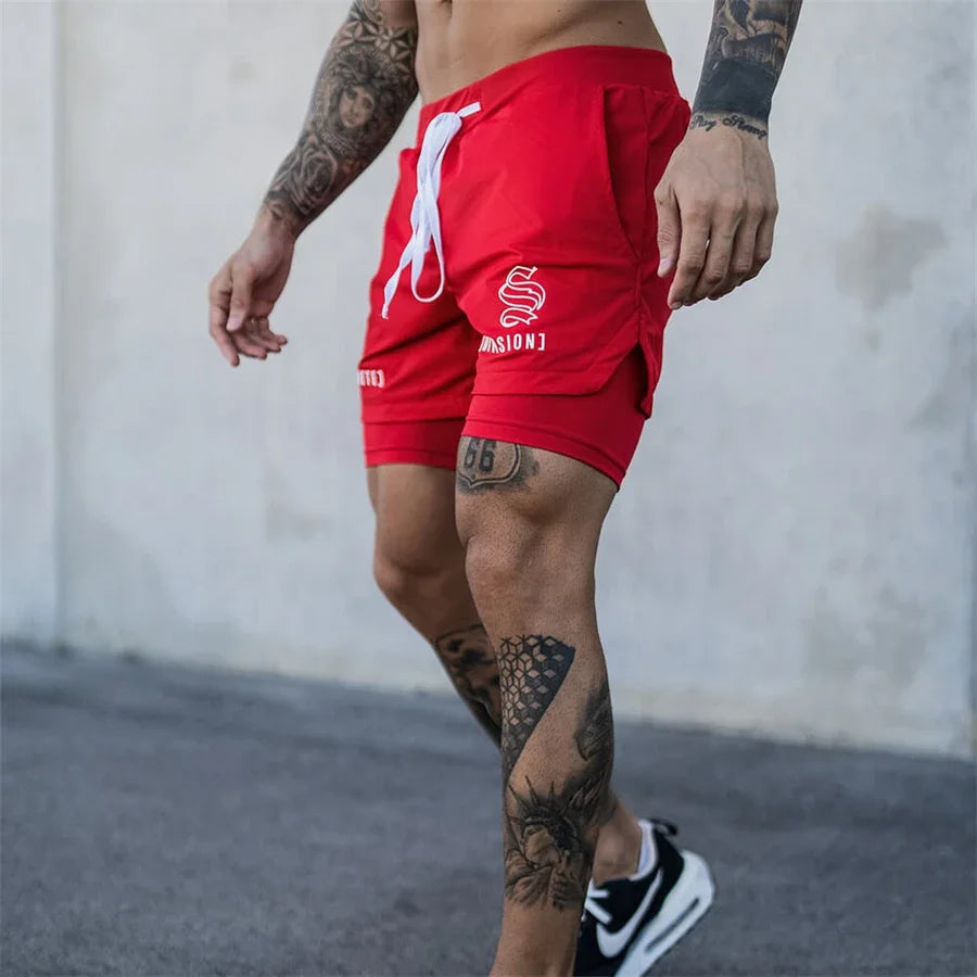 BUY
NEW 2 IN 1 Sport Running Casual Breathable Shorts Men Double-deck Jogging Quick Dry GYM Shorts Fitness Workout Men Shorts