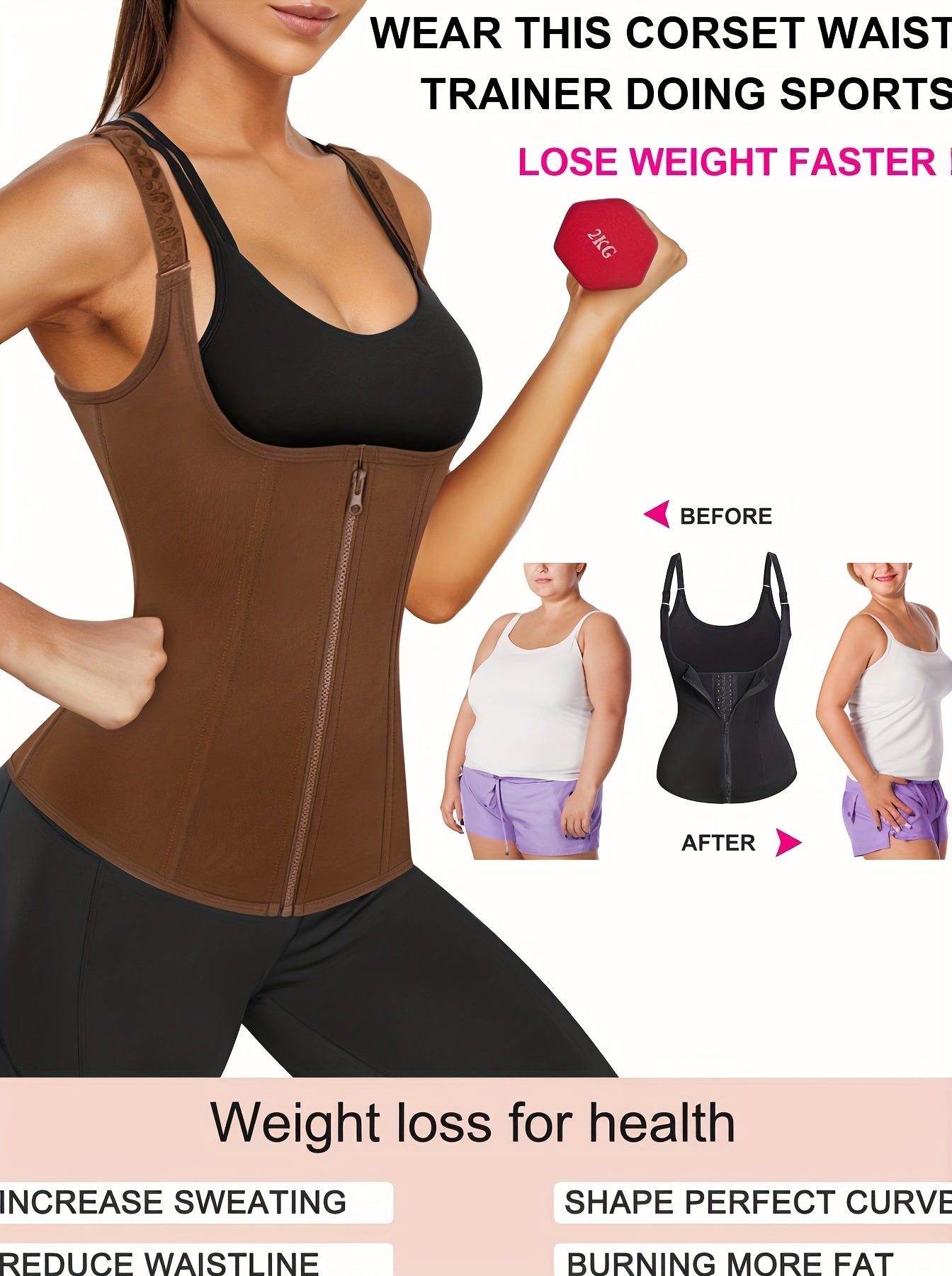 Women's Waist Trainer Corset Body Shaper With Adjustable Shoulder Straps, Waist Tightening Casual Sports Tank Top, Women's Activewear
