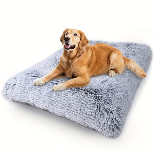 [Deluxe Plush Dog Crate Pad] Deluxe Plush Large Dog Bed Crate Pad - Washable Anti-Slip Pet Beds Mats for Medium Small Dogs Breeds - Fulffy Kennel Pad